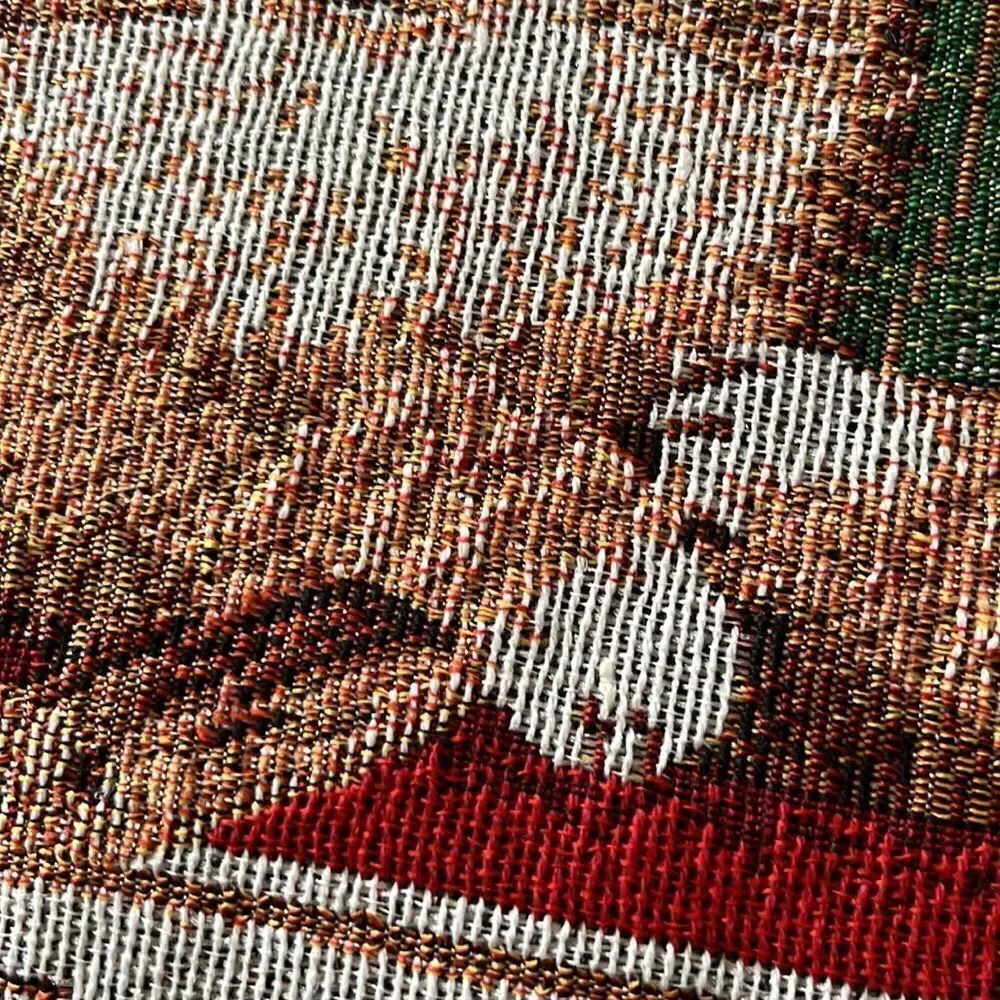 Vintage Set (2) Tapestry Rectangle Christmas Kitty Klaus Cotton Blend Placemats
